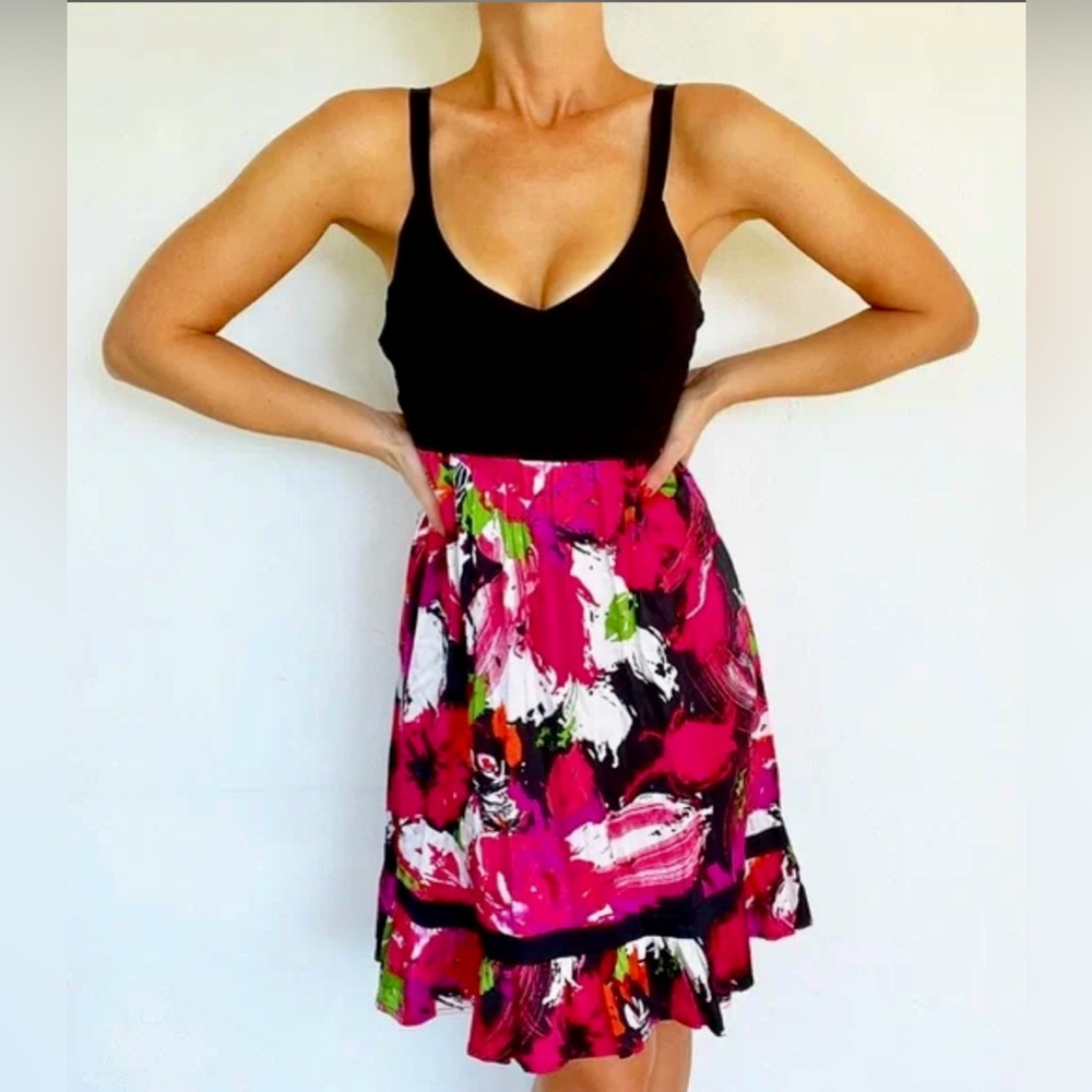 bebe Fit & Flare Dress, Multi Silk Pleated